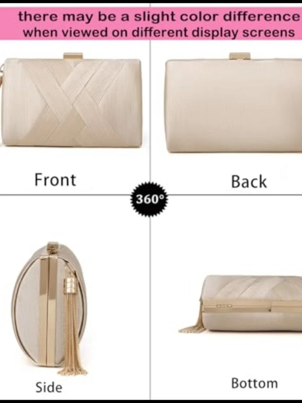 Women's Evening Clutch Purse with Tassel Removable Chain Straps Formal Party Bag